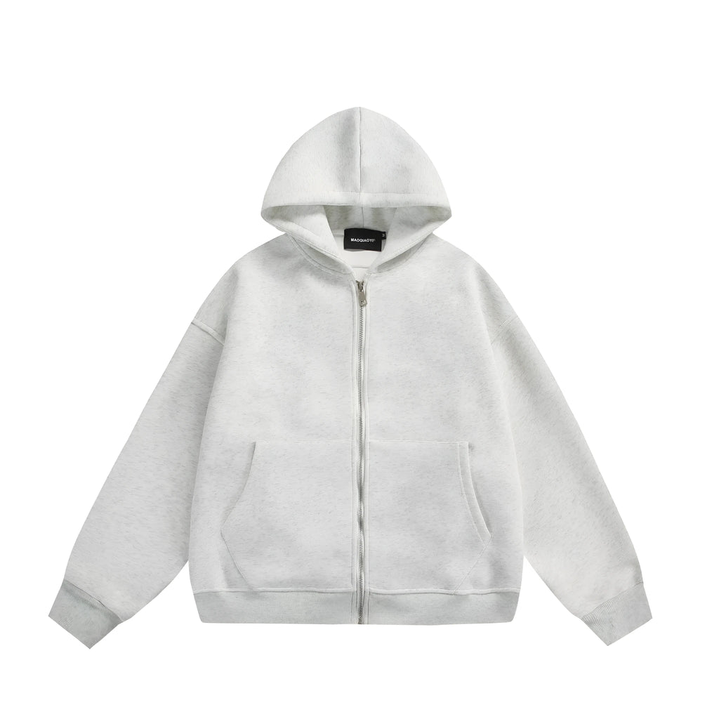 Cotton blend loose fit cardigan coat with a small bag on the back, shown in black.