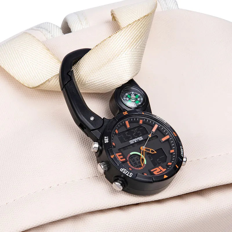 Compass round screen outdoor mountaineering buckle watch with titanium metal buckle and alloy strap