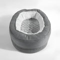 Grey oval cloth dog bed for medium dogs, M size, with warm kennel rim