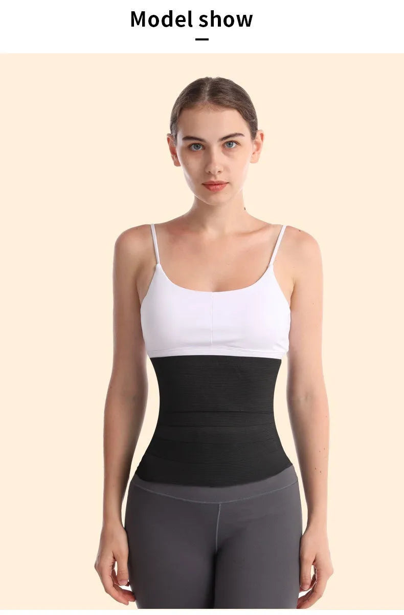 Waist trainer exercise restraint belt showing 10cm width and adjustable length options