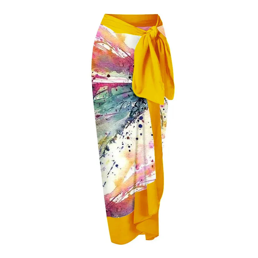 Yellow women's one-piece swimsuit with conservative design and full belly coverage