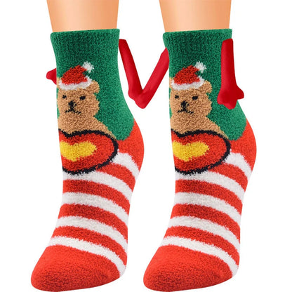 Christmas couple socks with magnetic suction feature in various animal patterns