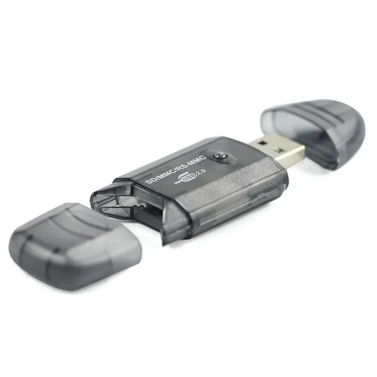 Transparent plastic USB card reader with LED light and card holder bag