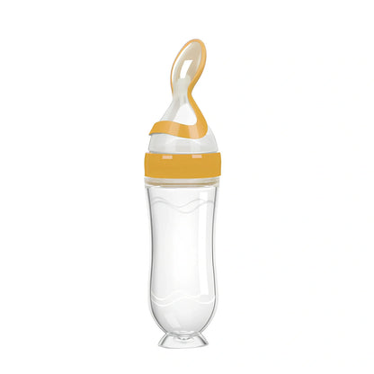 Blue baby spoon bottle feeder, 120ml capacity, food-grade silicone and PP, for 3 months semi-liquid feeding
