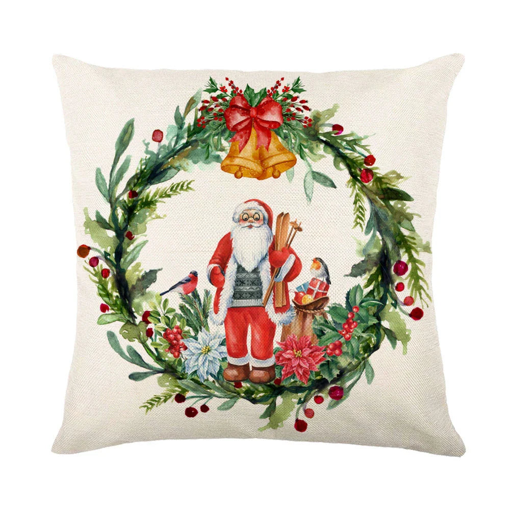 Cozy Christmas pillow covers with whimsical snowflake designs in various colors to decorate your home for the holidays.