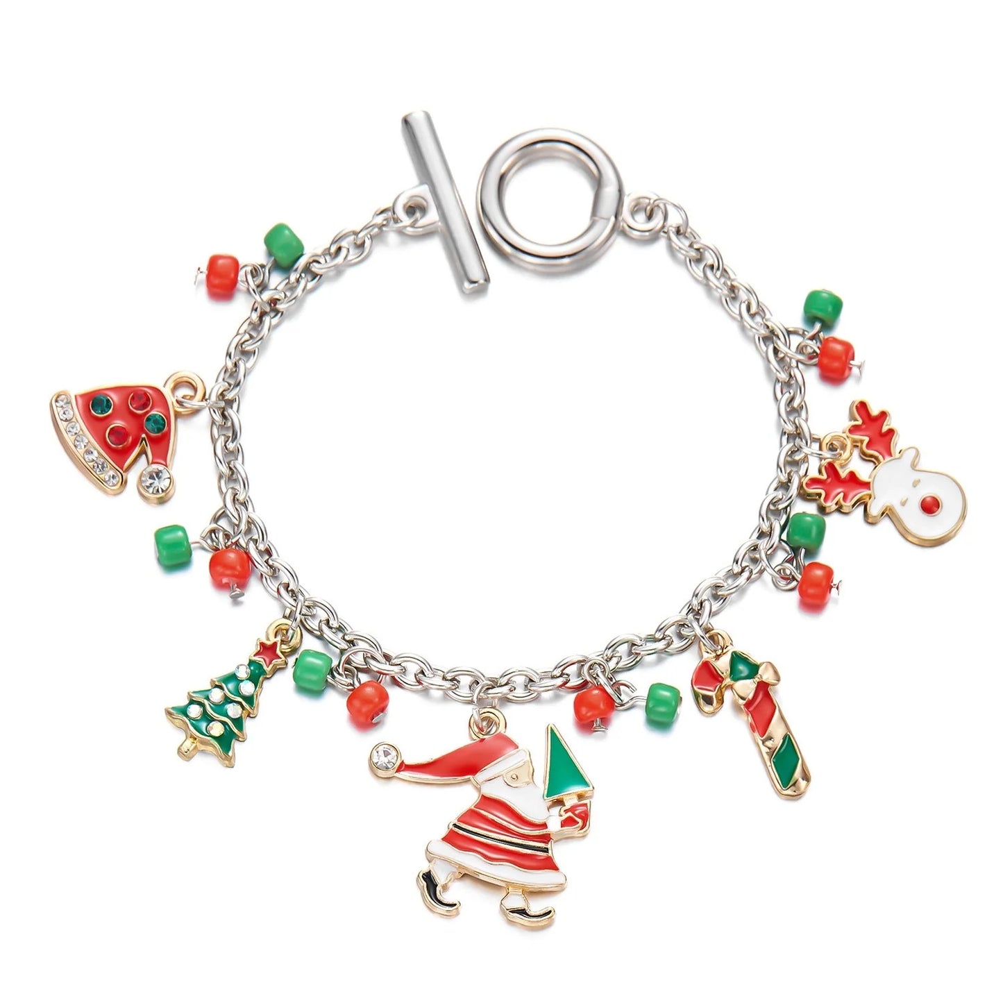 Personalized Christmas Bracelet with Santa Claus Pendant for Women
