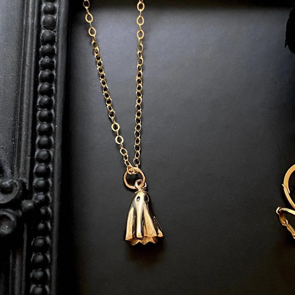 Electroplated titanium steel ghost pendant necklace with stainless steel chain options