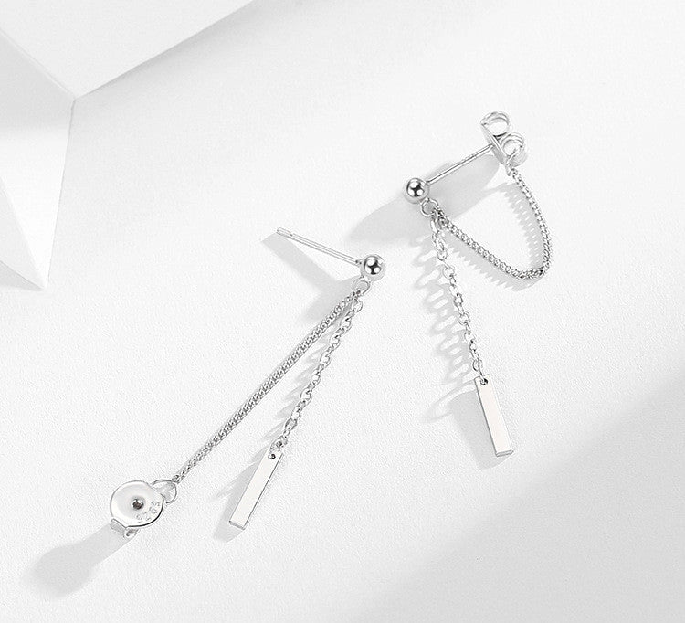 Women's Tassel Simple Stud Earrings in copper or 925 silver with geometric pattern