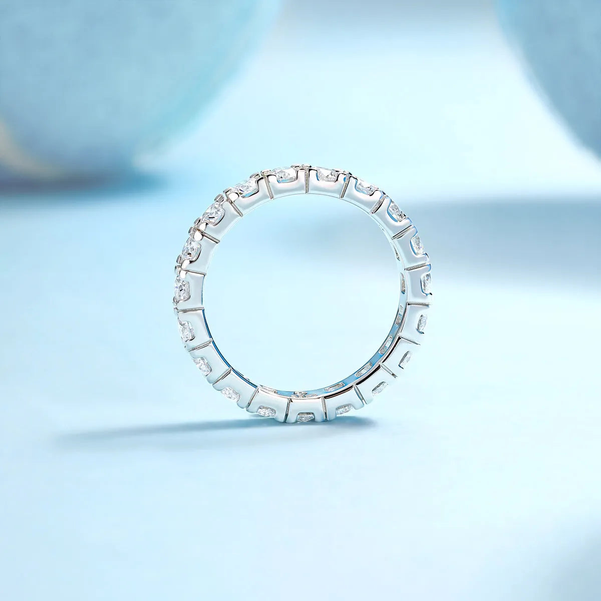 Van Gogh Starry Sky wedding ring set with 0.1-carat moissanite in S925 silver platinum plated, gift box
