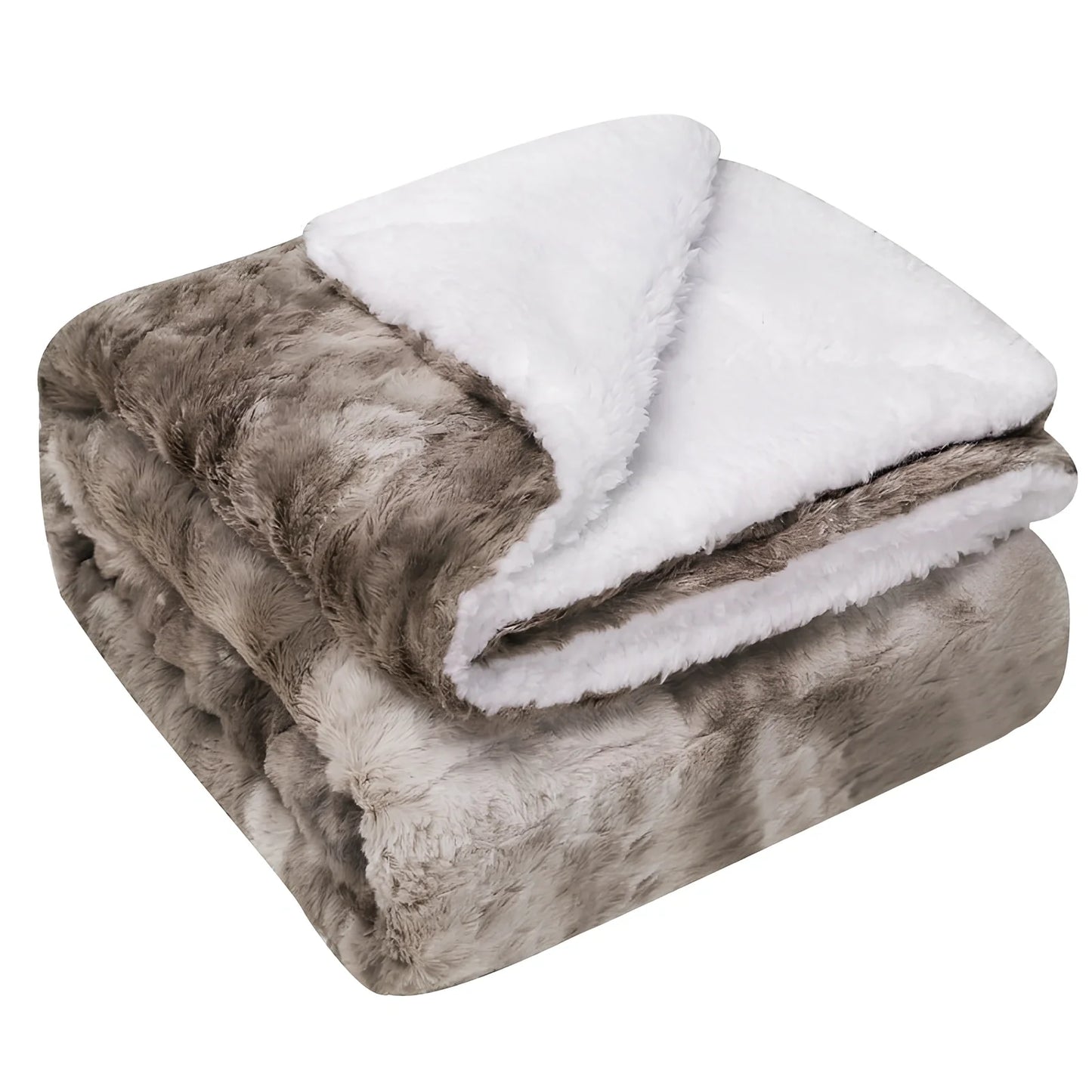 Thickened flannel polyester blanket in twist blue geometric pattern, weighing 1kg with coral fleece texture