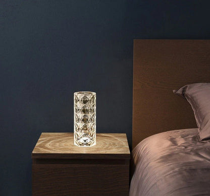 Elegant crystal table lamp with touch control and customizable 16-color lighting