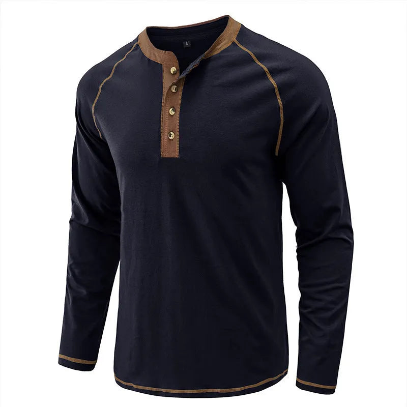 Men's cotton long-sleeved T-shirt in white with raglan sleeves, pullover style for outdoor bottoming