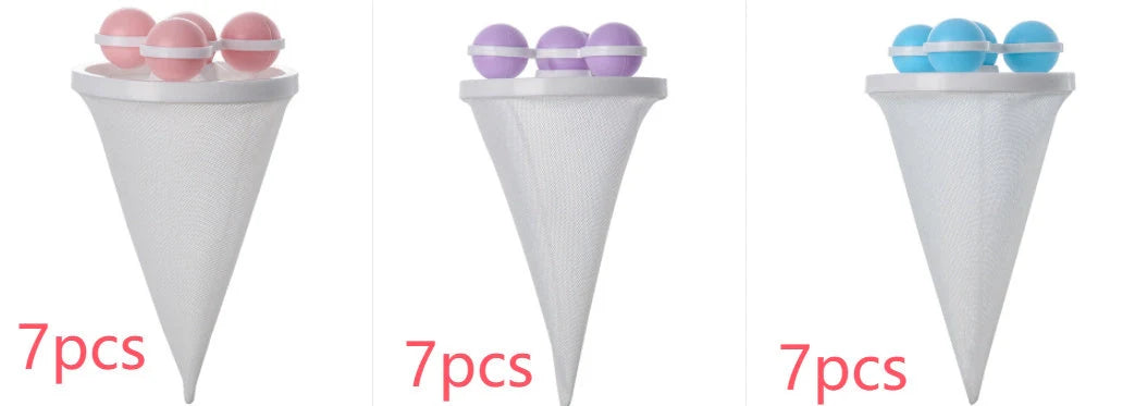 Ultra-fine mesh washing machine lint catcher in purple, blue, and pink for effective hair and lint removal