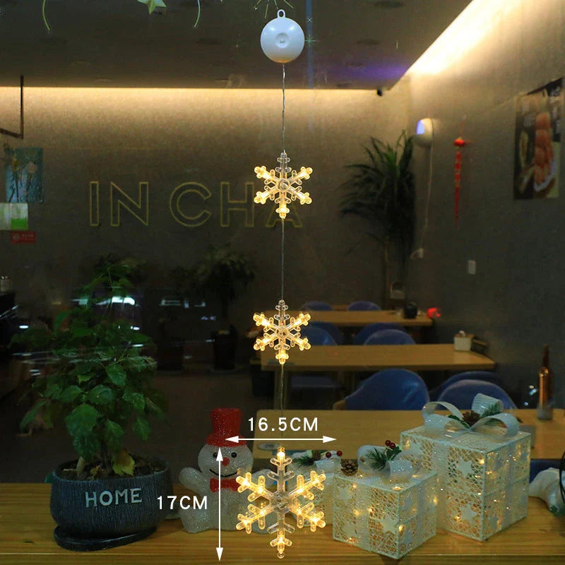 3pcs LED Christmas Star Tree Hanging Sucker Lamps for festive window and home decor