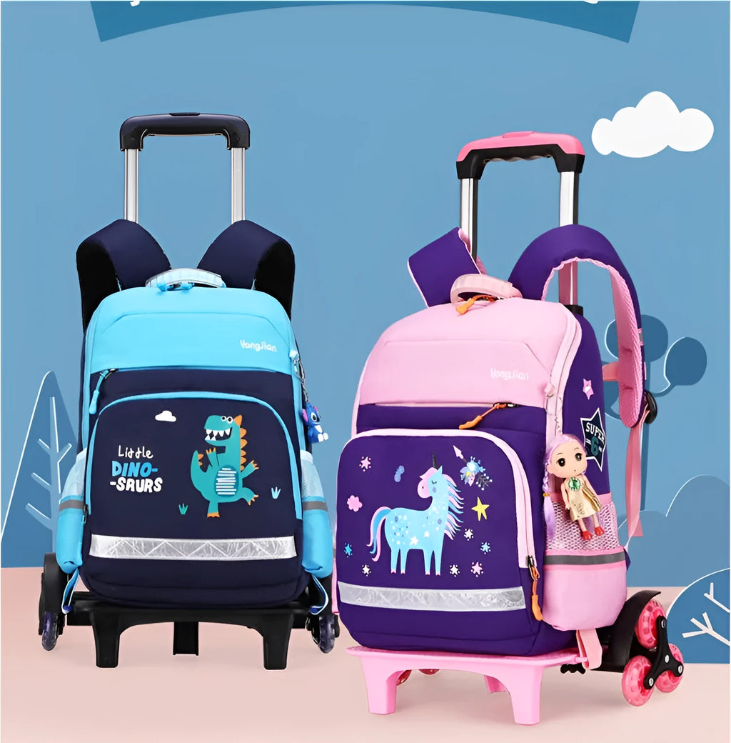 Korean detachable trolley school bag in Oxford cloth with 42cm height and black/red colour options