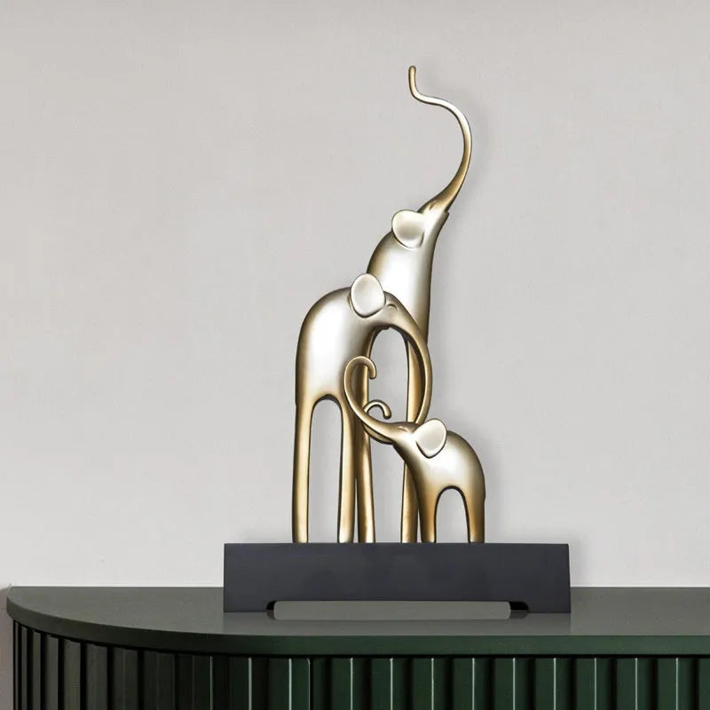 Fortune Bring Elephant resin decorative figurine in bright gold, rose gold, silver, or retro colour finishes.