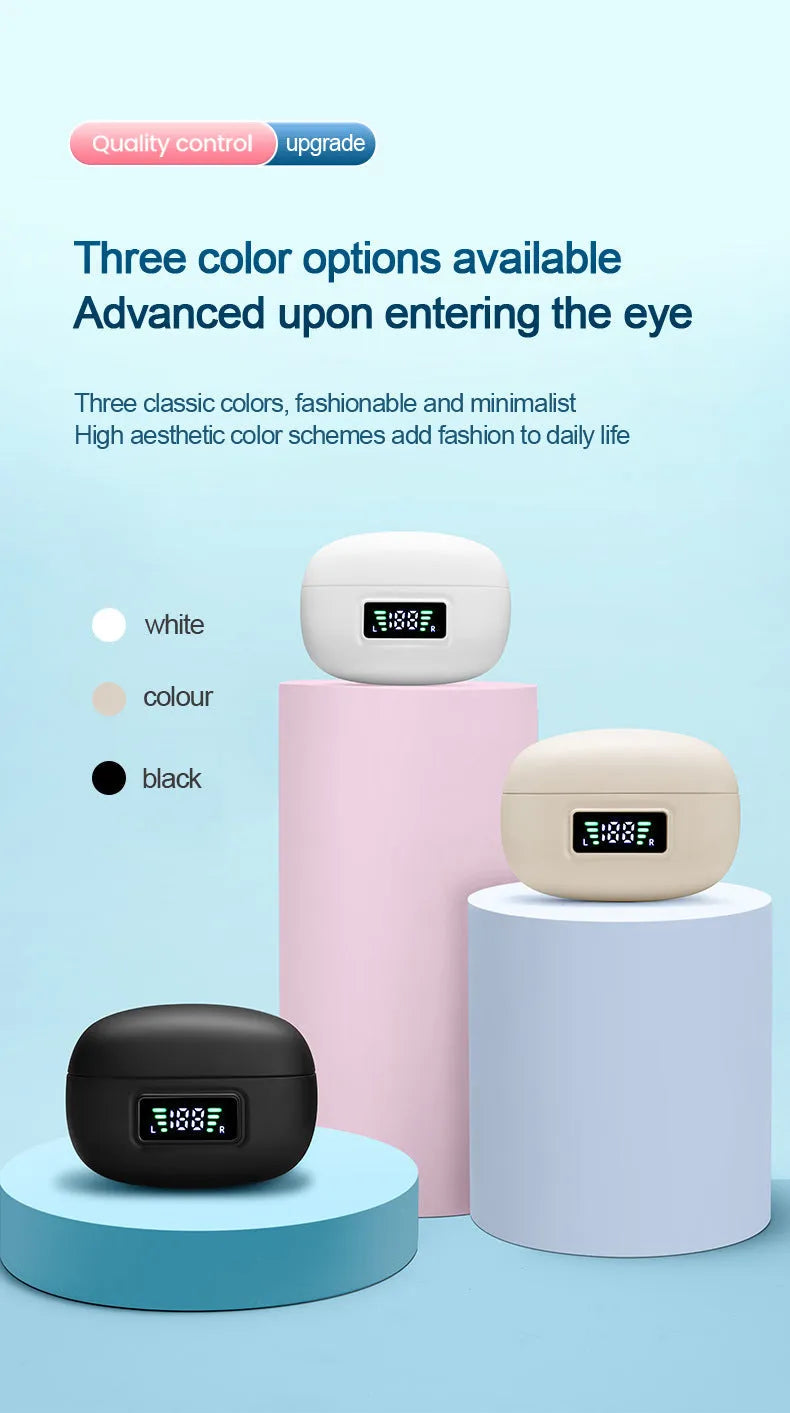 G80 wireless Bluetooth in-ear headset with digital display, white colour, plastic earbud design