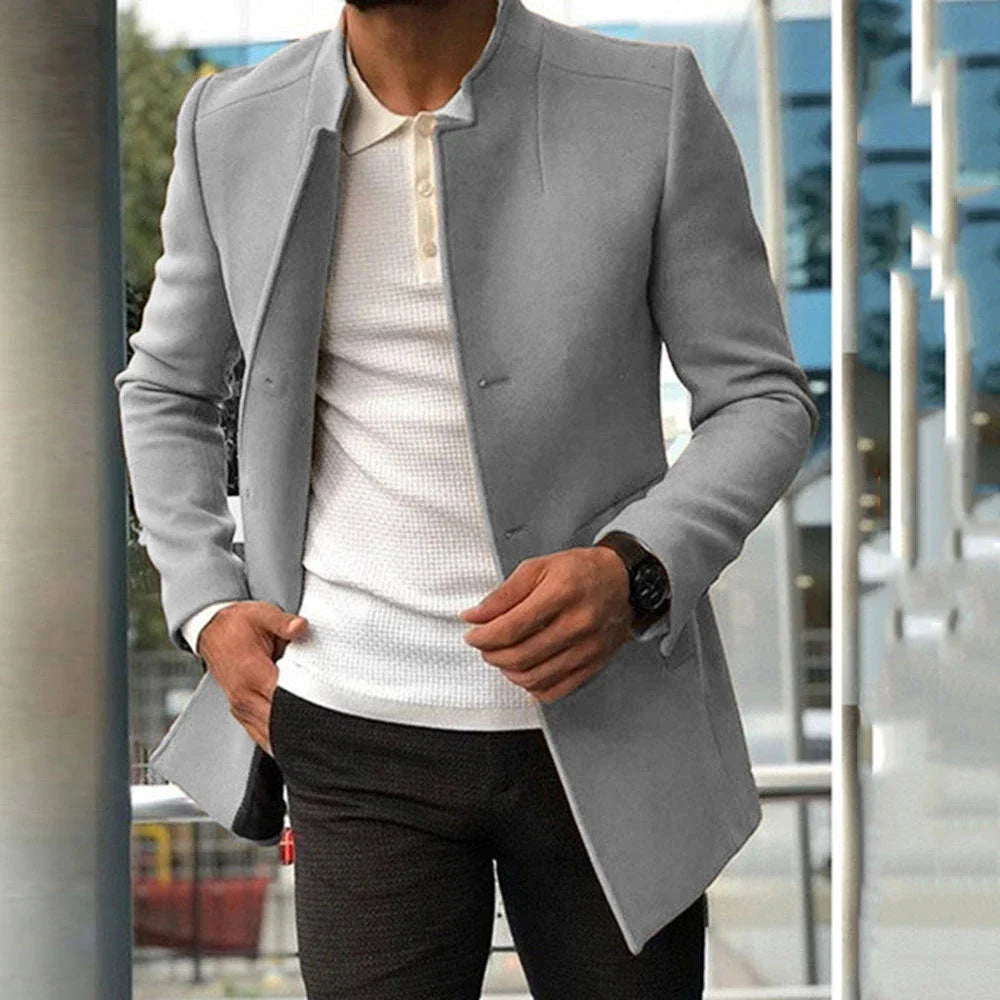 Stylish single-breasted men's casual jacket in various classic colors, featuring a tailored fit and premium polyester construction.