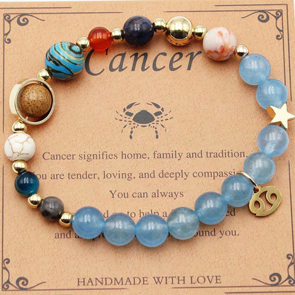 Twelve Constellations Natural Stone Beaded Bracelets - Unisex Astrological Jewellery