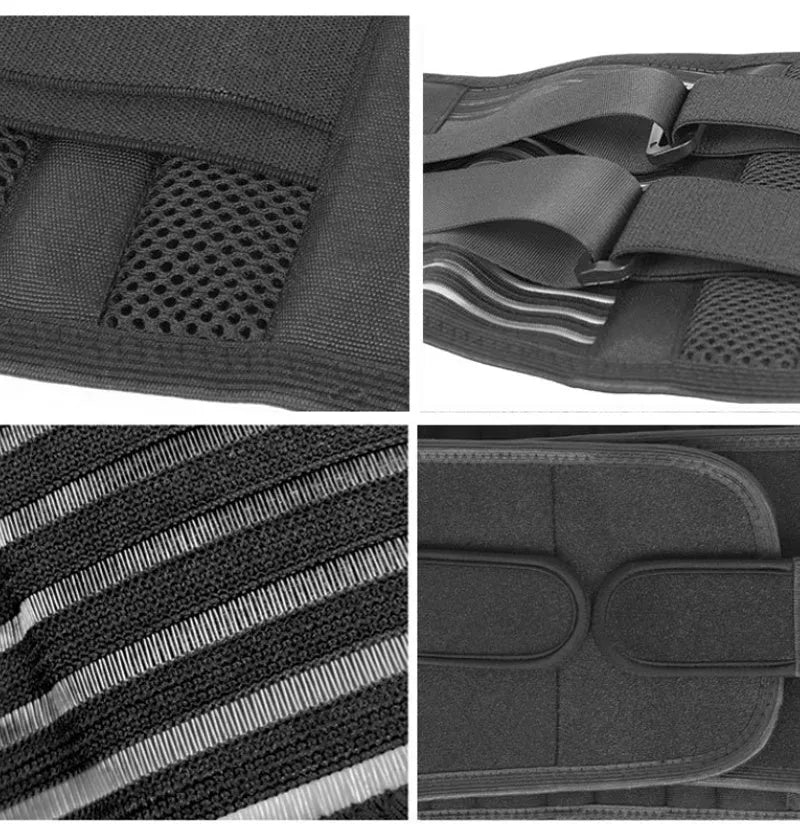 Black neoprene and polyester fibre sports waist belt for men and women with adjustable fit for running and gym use