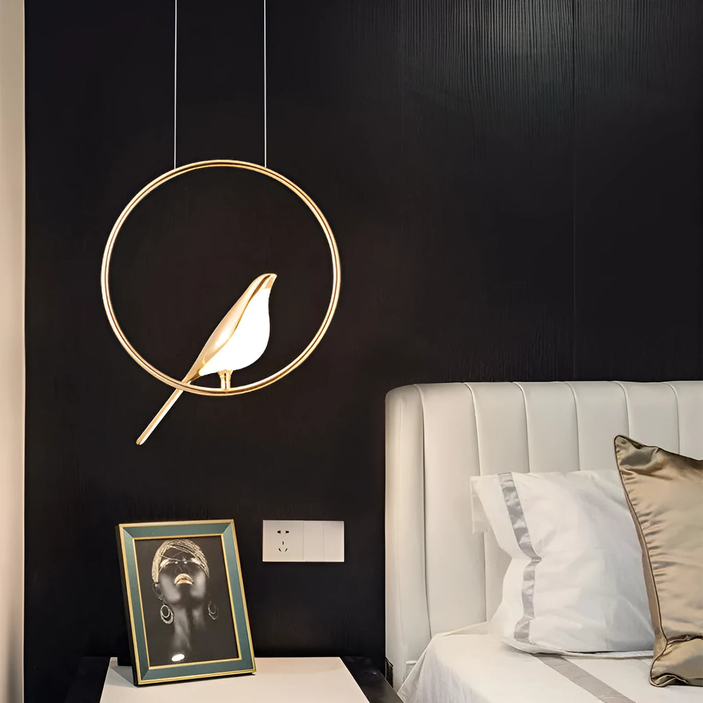 Modern minimalist magpie bird silhouette chandelier with zinc alloy and acrylic construction