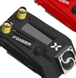 Wildfire black FPV dual receiver glasses shown from a side angle