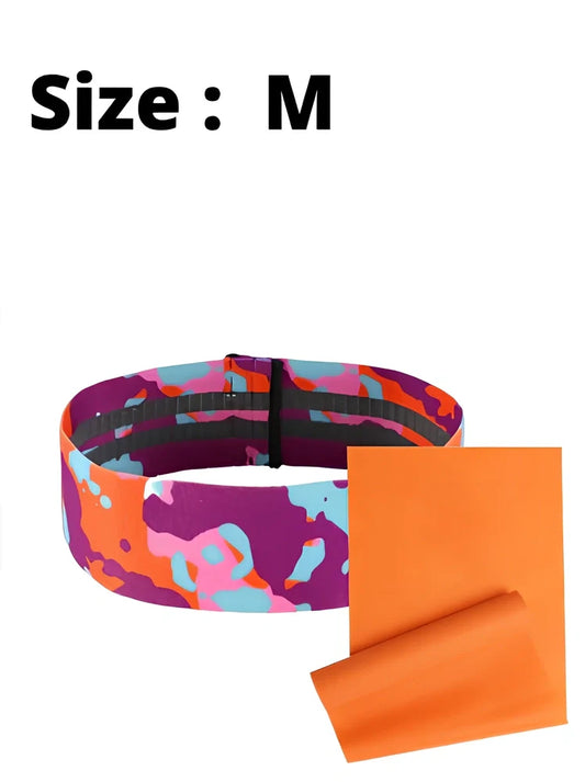 Camouflage anti-slip resistance band in blue, 67-88cm sizes for hip lift yoga training