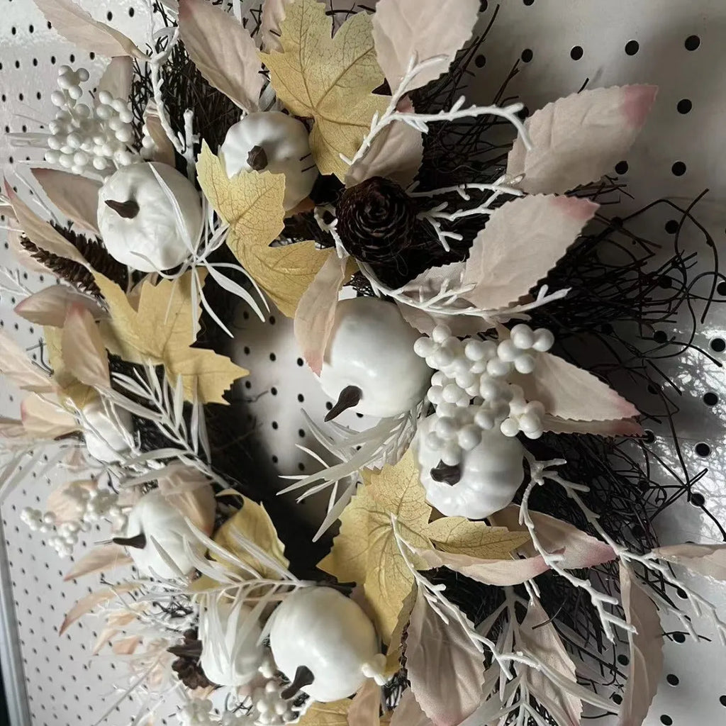 50cm light luxury pumpkin artificial wreath on a door, semi-mechanical half-handmade construction