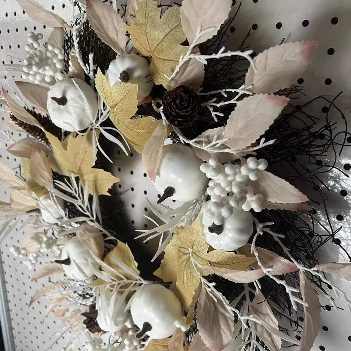 50cm light luxury pumpkin artificial wreath on a door, semi-mechanical half-handmade construction