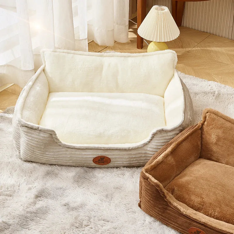 Removable cover pet bed for small medium dogs in coffee or white colour with multiple size options