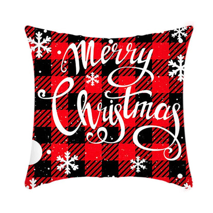 Merry Christmas cushion cover with Elk and Santa Claus design in plush material