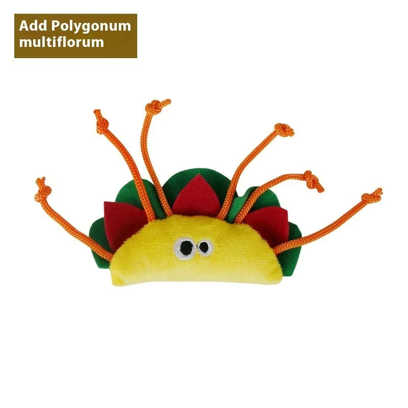 Polygonum multiflorum cat pillow molar toy with organic catnip filling in plush exterior