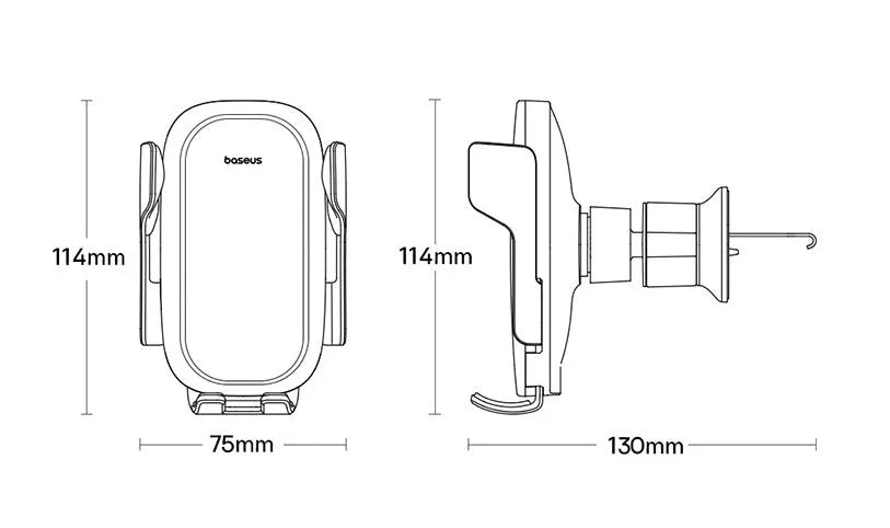 Galaxy Pro automatic car phone holder wireless charger air vent mount Star Black with phone inserted