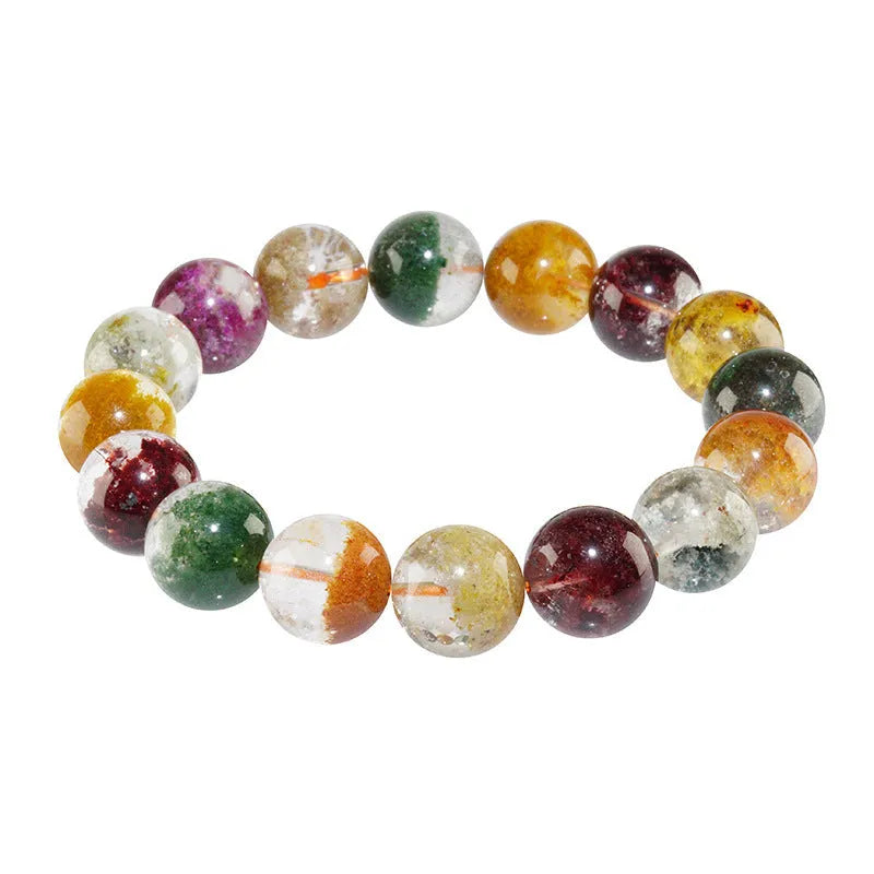 Ethnic style crystal ball bracelet with colourful ghost cornucopia design on 10mm beads.