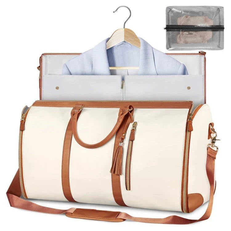 Spacious Travel Duffle Bag: Versatile Women's Handbag with Foldable Suit Compartment and Waterproof Design