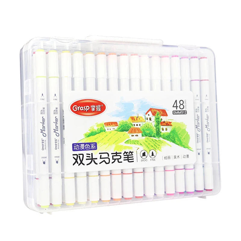 Master Double-headed Marker Art Brush Painting Set Oily 48-colour Animation Hand-painting