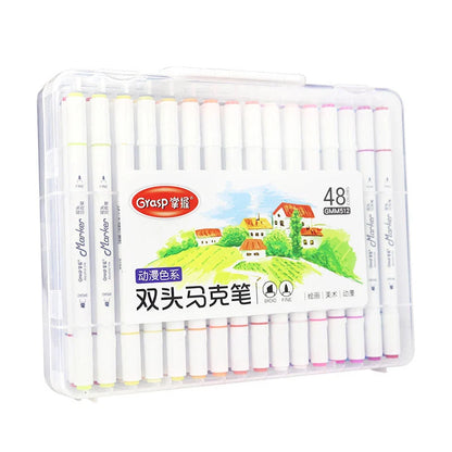 Master Double-headed Marker Art Brush Painting Set Oily 48-colour Animation Hand-painting