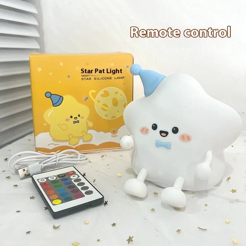 Cute Timing XINGX Pat night light in cartoon geometric stereo style with remote control on a table