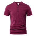 Men's solid colour slub cotton short sleeve T-shirt on a hanger, shown in dark green.