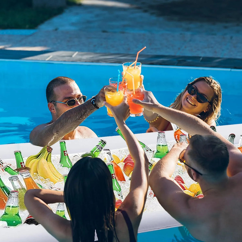 Inflatable PVC ice bar with cup holders and ice bucket accessories for party drink service
