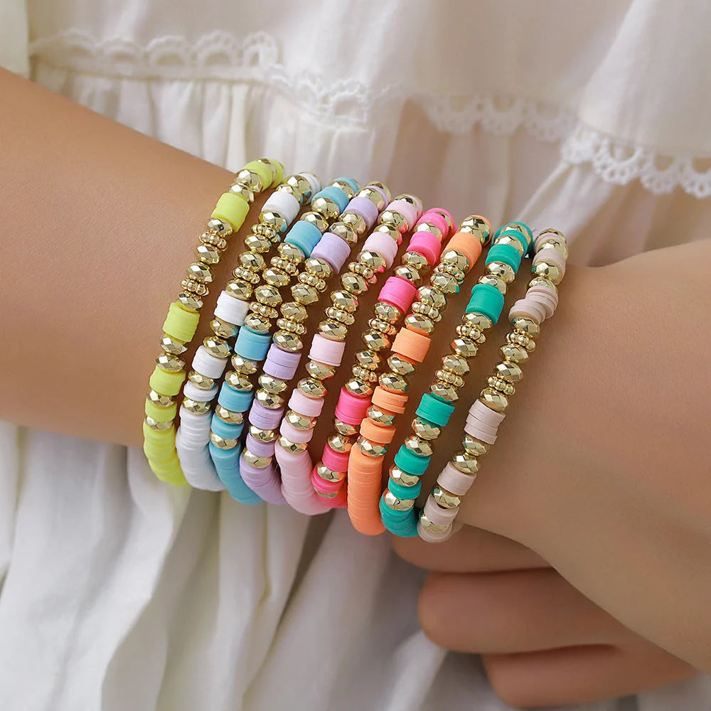 Bohemian 9 Bracelets Set in ZJ11501 colour, featuring geometric shapes and round elements for summer beach wear