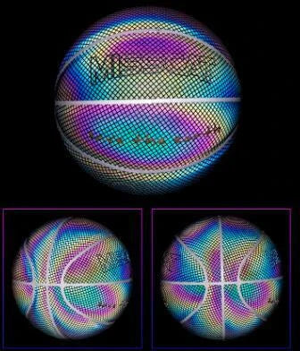 Glowing luminous fluorescent basketball with unique reflective effects for night games