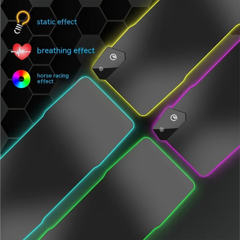 Black mech style gaming mouse mat with TYPC interface, 300x800mm dimensions on natural rubber base