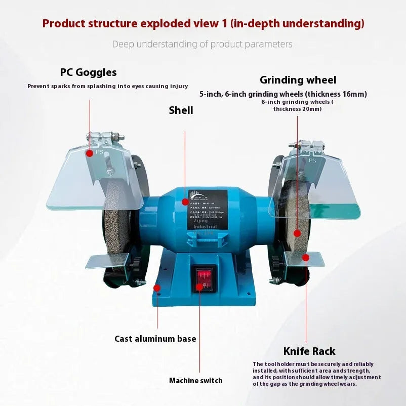 5-inch desktop grinding machine with metal construction for knife and tool sharpening