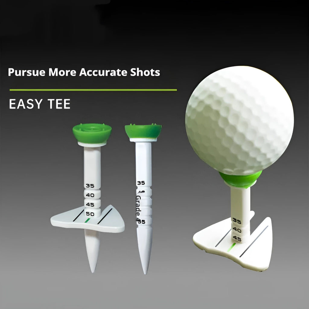 Golf tee ball nail can aim direction trainer in silicone reinforced plastic, available in red, green, blue, and orange colours