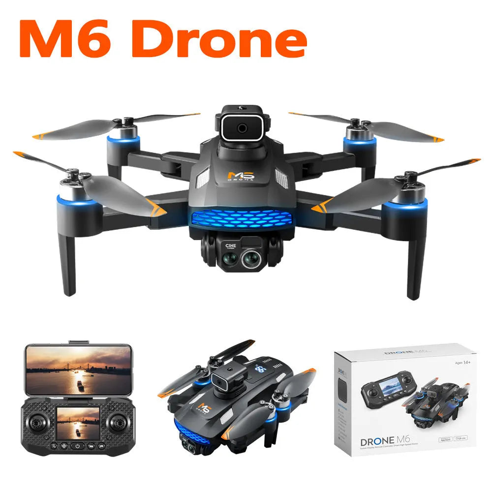 Black UAV drone with 8K camera, brushless motor, and obstacle avoidance optical flow system