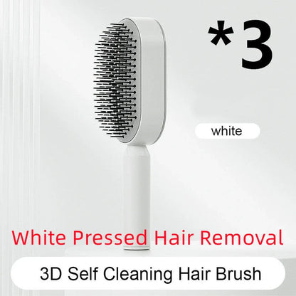 3D Air Cushion Hair Brush in elegant white, showcasing wide comb teeth and ergonomic handle