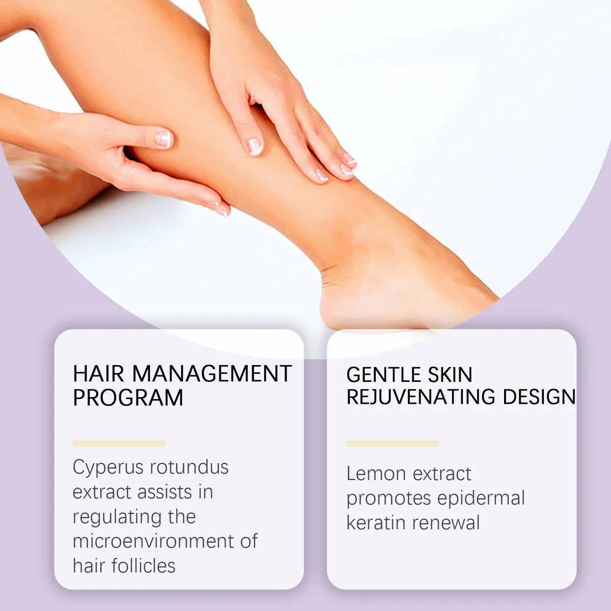 60ml bottle of hair removal treatment softening oil with aconite, mint and lemon extracts