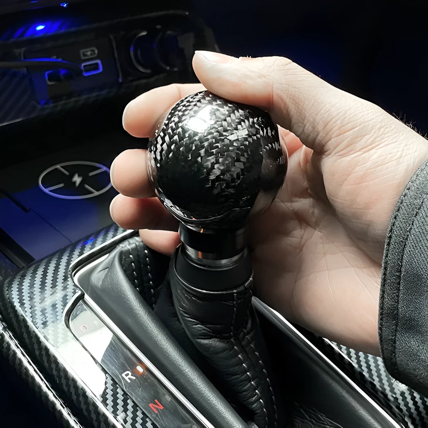 Carbon fibre automatic gear lever handle head in black for 11th generation Civic
