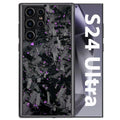 Forged carbon fiber phone case for Samsung S24 Ultra in black showing shockproof protective sleeve design
